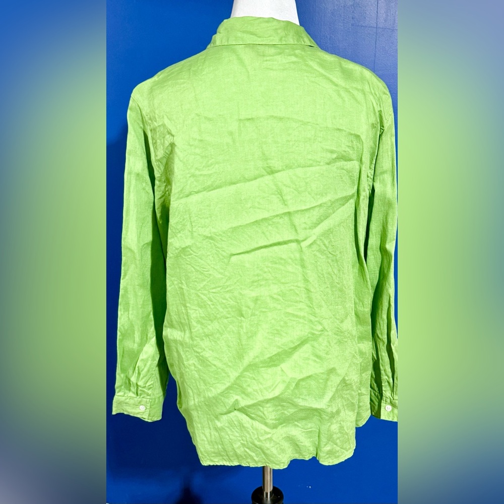 J. Jill Lime Green Button-Down 100% Linen Shirt Size-XL - Picture 5 of 10